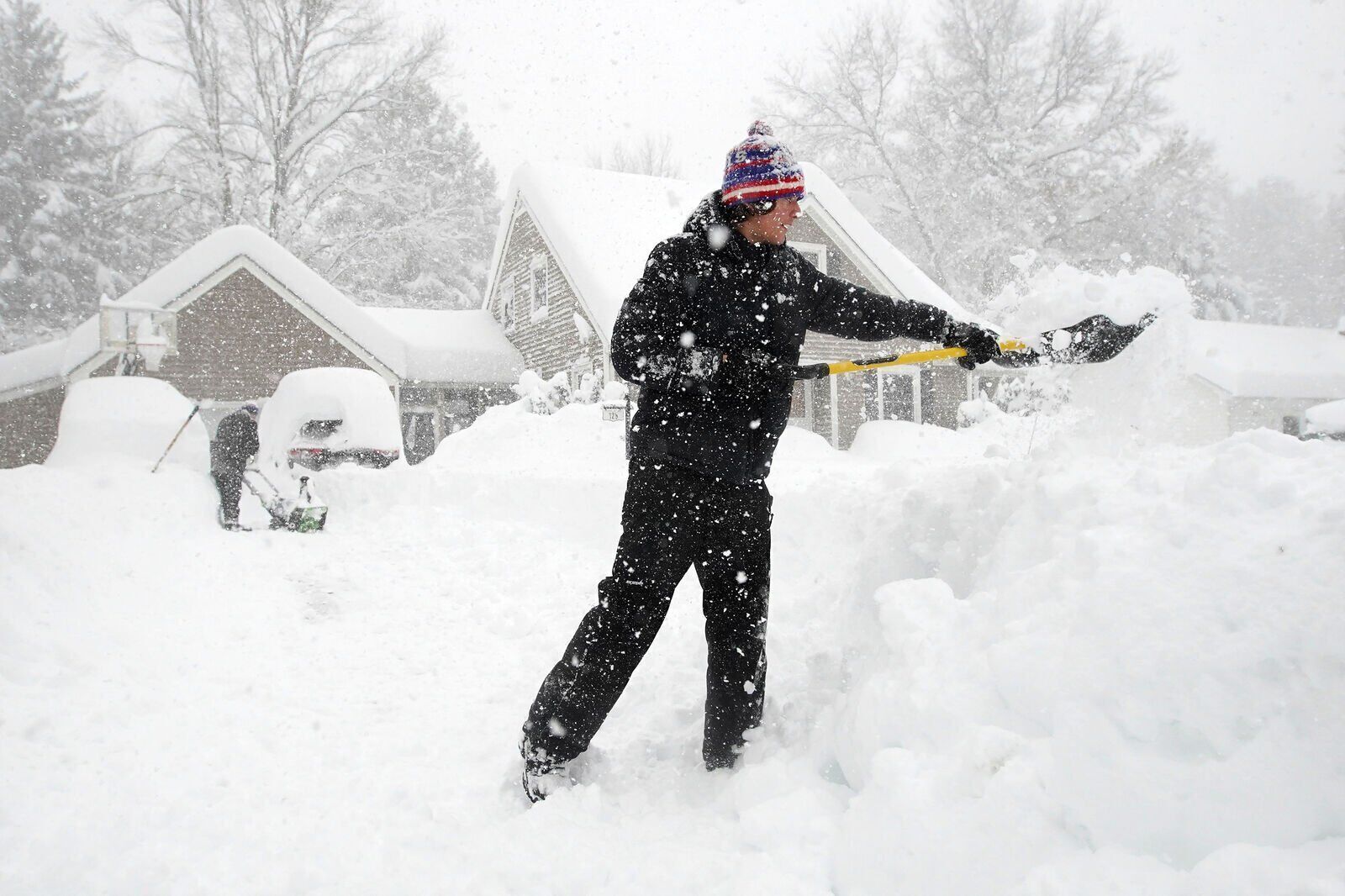 Cleaning the driveway